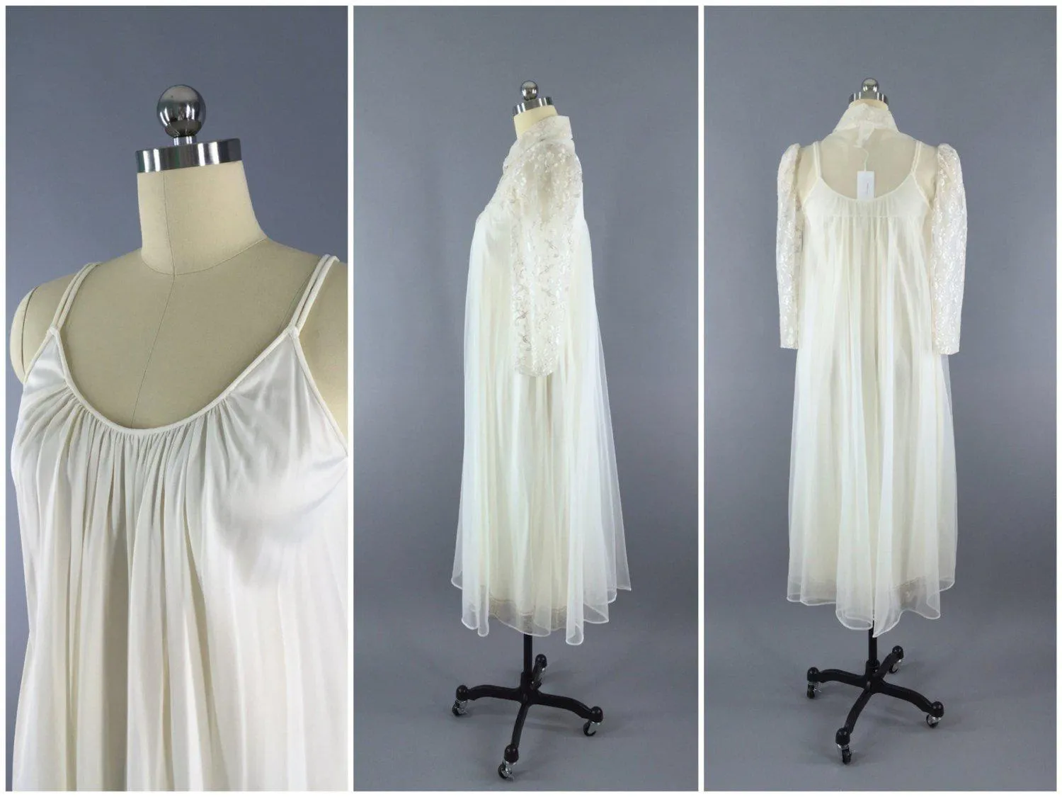 1960s Peignoir Set / Robe and Nightgown