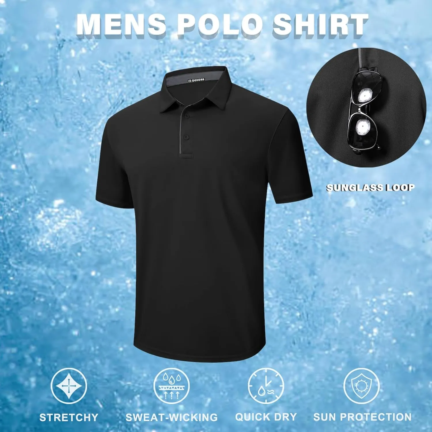 3 Pack Mens Polo Shirt Quick-Dry Short Sleeve Athletic Top Moisture Wicking Performance Dry Fit Golf Tennis T-Shirt