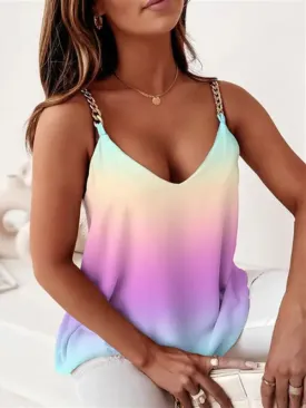 Amoura Simple Sleeveless Chain Camisole Print Tank Top