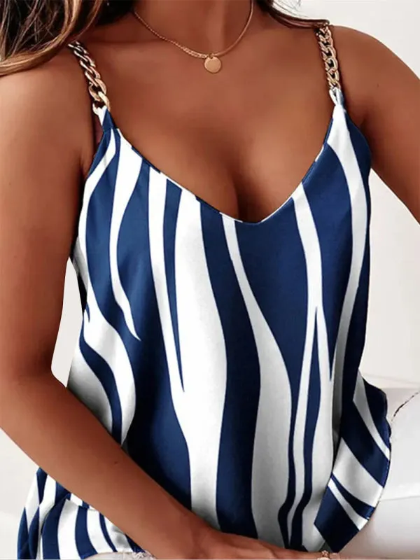 Amoura Simple Sleeveless Chain Camisole Print Tank Top