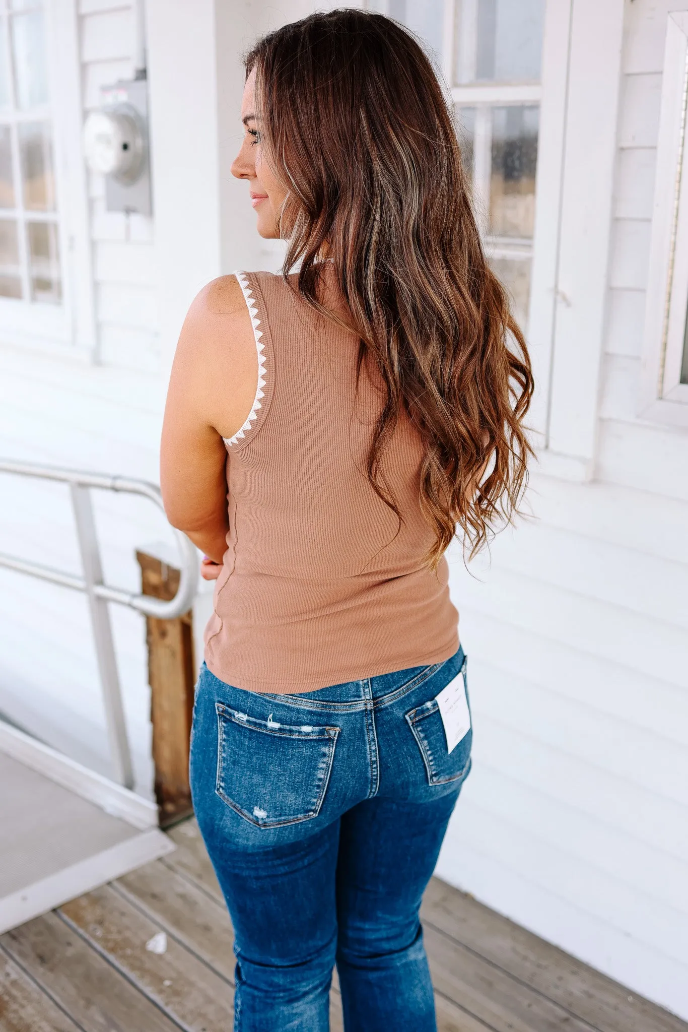 Astra Ribbed Tank - Caramel