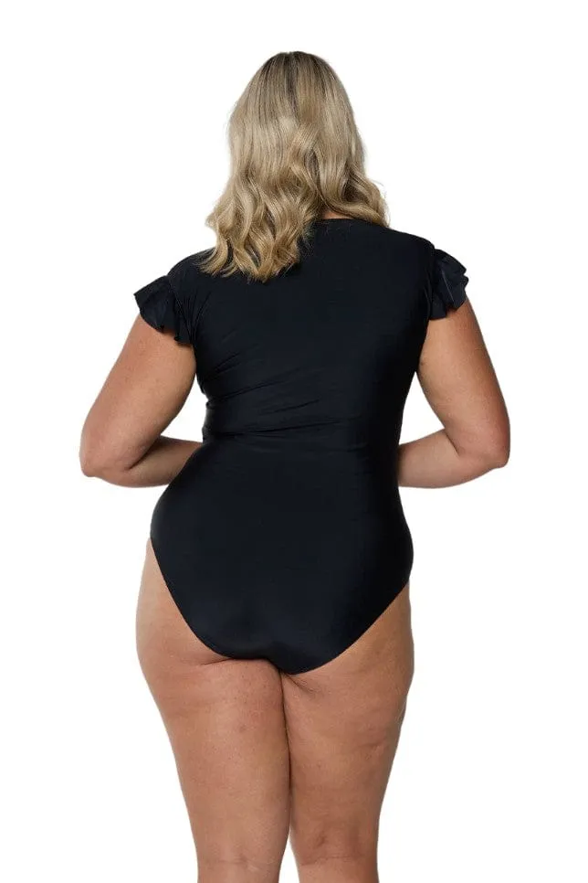 Black Frill Sleeve One Piece
