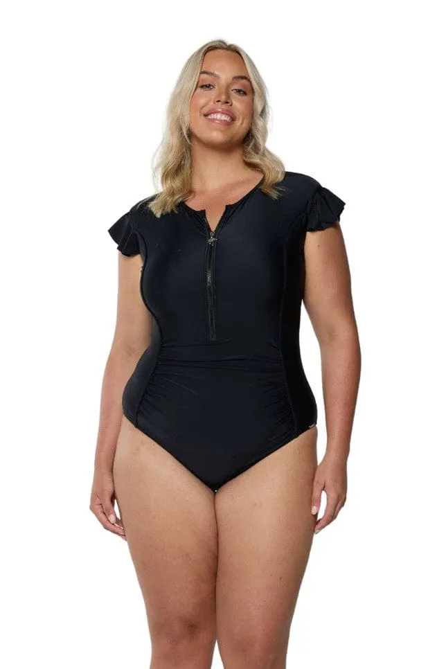 Black Frill Sleeve One Piece
