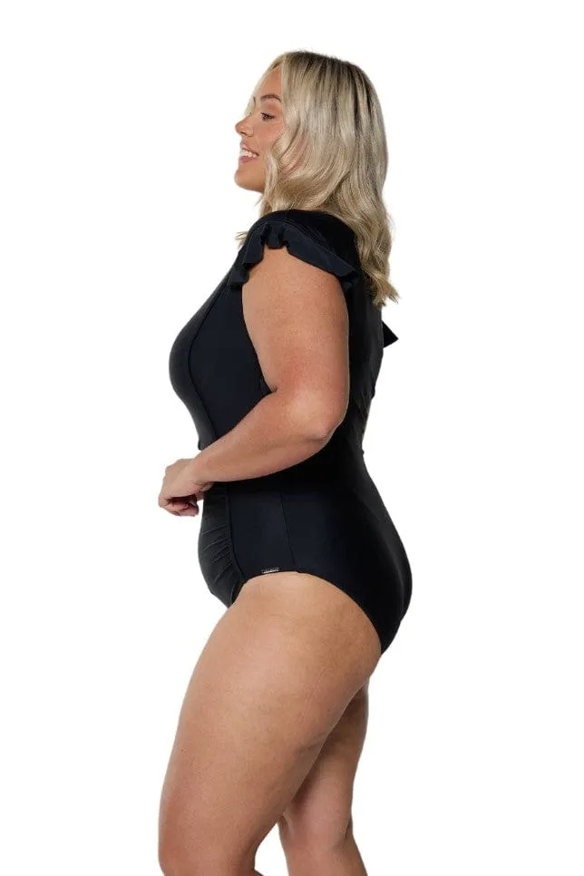 Black Frill Sleeve One Piece
