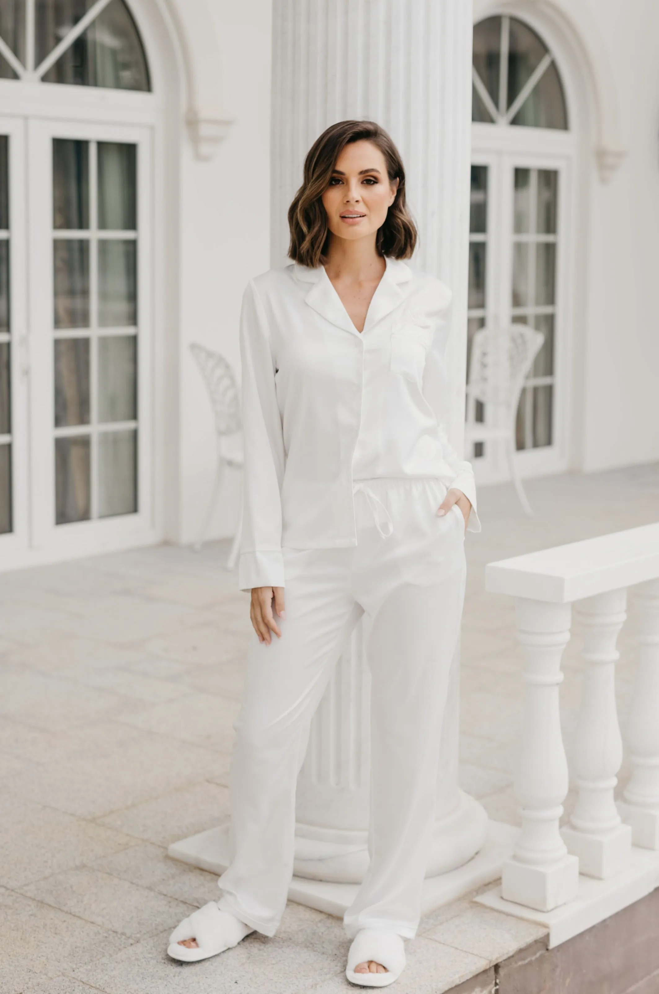 Blanche Long Satin PJ Set