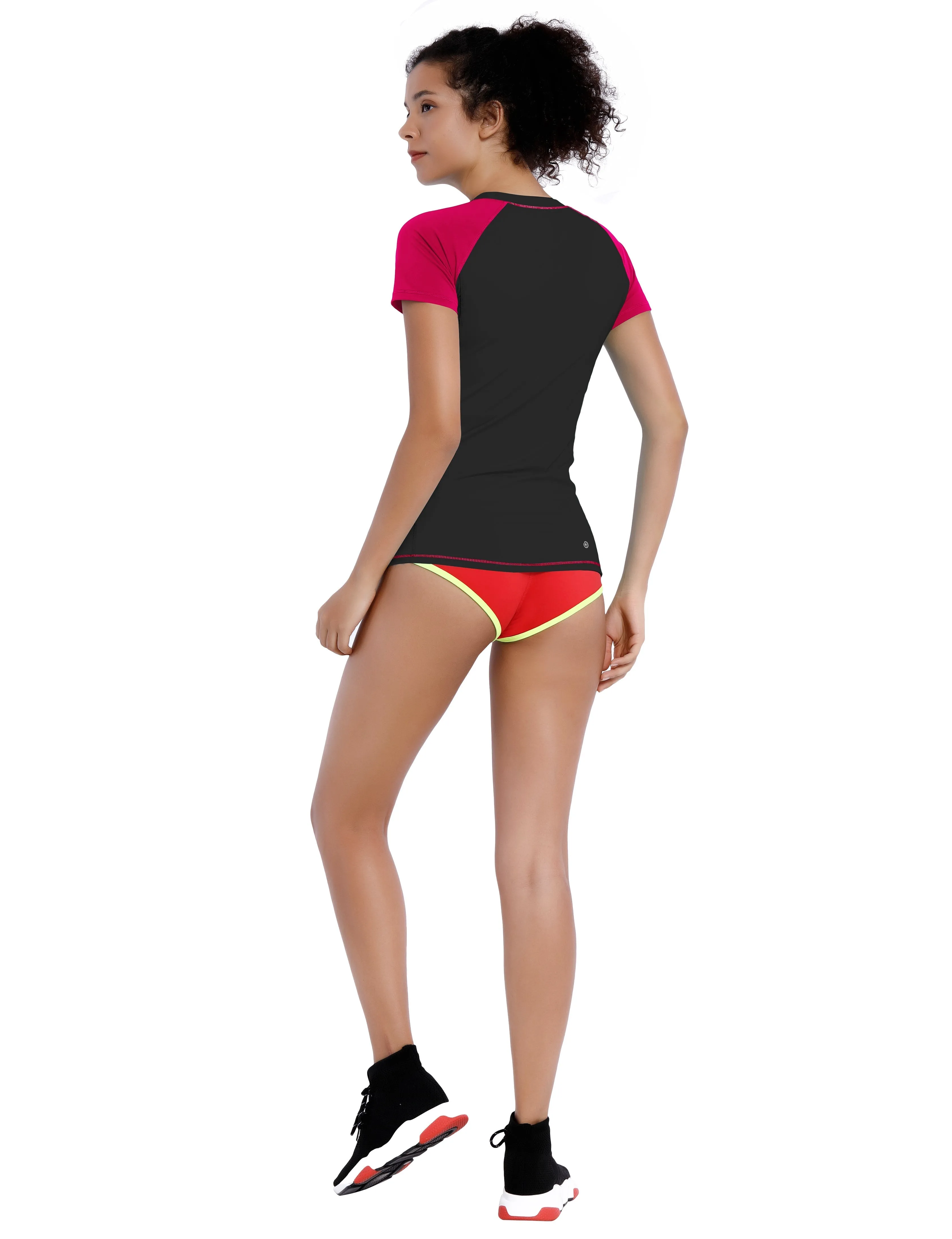 BUBBLELIME 84P/16S Short Sleeve Rashguard for Women Mix Color_yogastudio