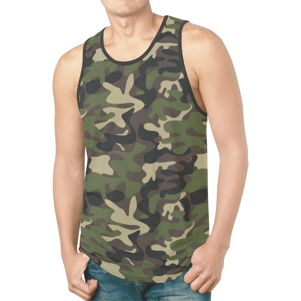 Camo Tank Top Shirt, Camouflage Army Green Men Guys Male Sleeveless Festival Yoga Workout Fitness Sports Summer Casual Muscle Graphic Tee