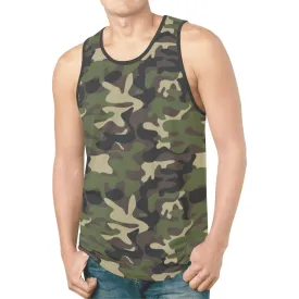Camo Tank Top Shirt, Camouflage Army Green Men Guys Male Sleeveless Festival Yoga Workout Fitness Sports Summer Casual Muscle Graphic Tee
