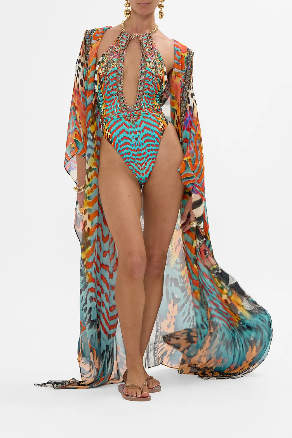 CHAIN NECK PLUNGE ONE PIECE DESERT VISIONS