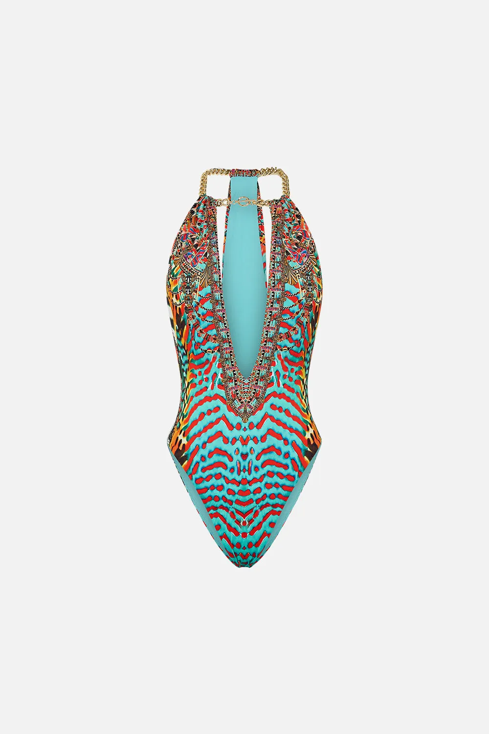 CHAIN NECK PLUNGE ONE PIECE DESERT VISIONS