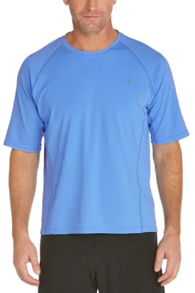 Coolibar Men's Hightide Short Sleeve Swim Shirt UPF 50  - Surf Blue