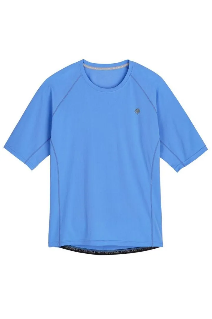 Coolibar Men's Hightide Short Sleeve Swim Shirt UPF 50  - Surf Blue