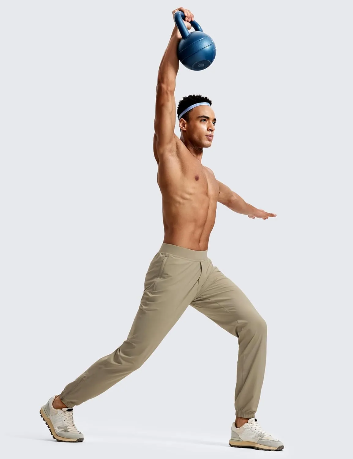 CRZ YOGA Athletic Joggers for Men - 31" Lightweight Running Training Pants with Zip Pockets and Ankle Zippers
