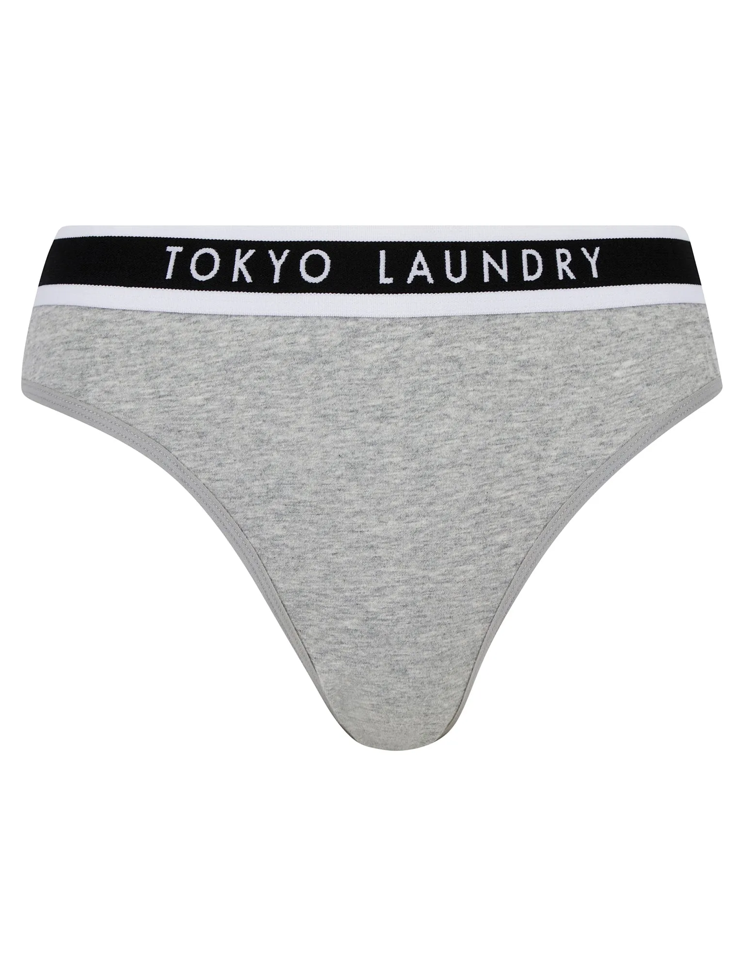 Fran (5 Pack) Cotton Assorted Briefs in Bright White / Jet Black / Light Grey Marl - Tokyo Laundry