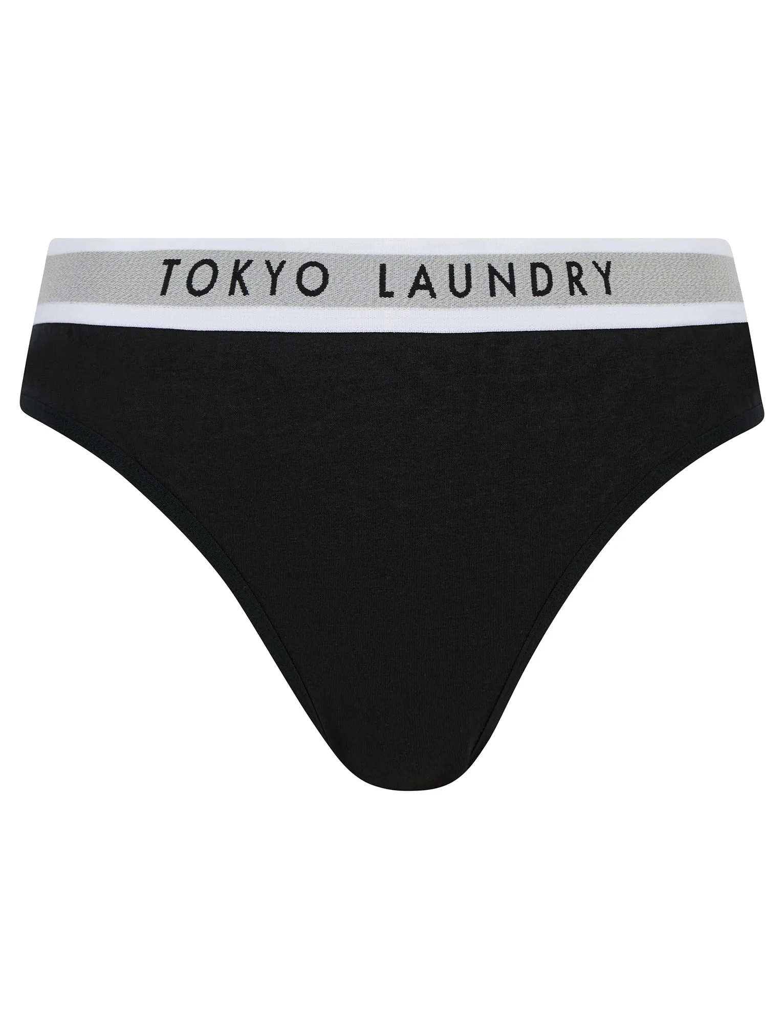Fran (5 Pack) Cotton Assorted Briefs in Bright White / Jet Black / Light Grey Marl - Tokyo Laundry