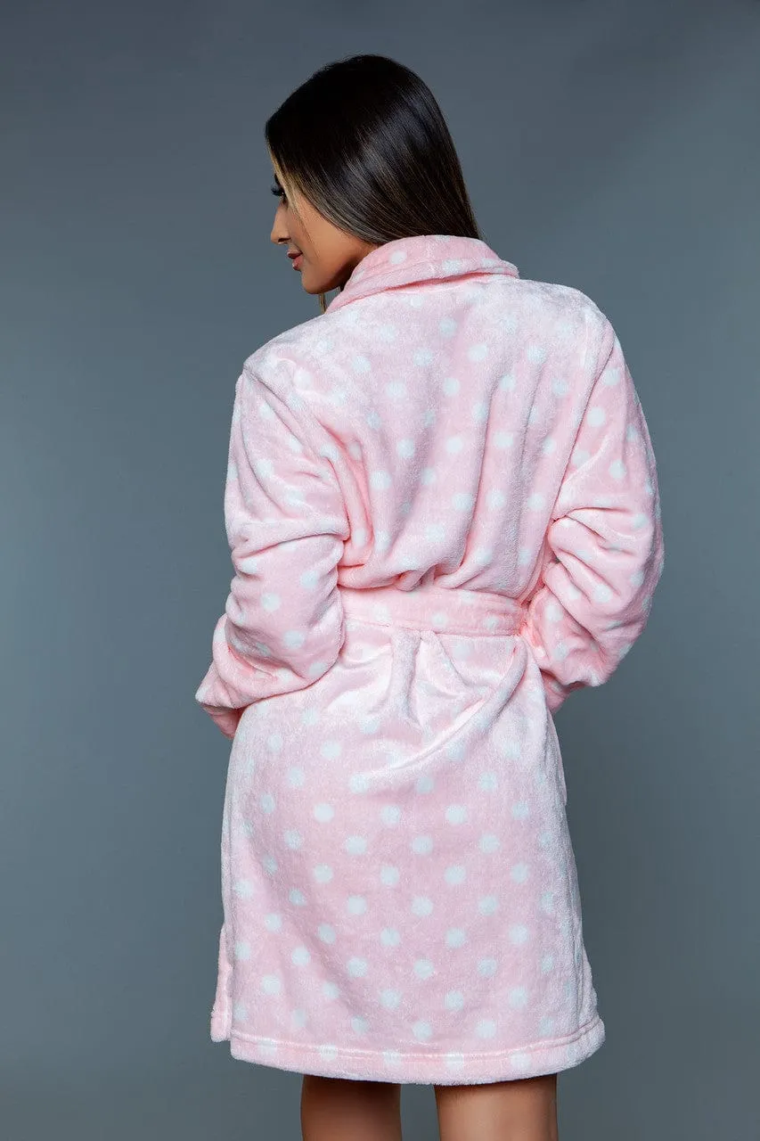 Geovan Plush Robe Pink White