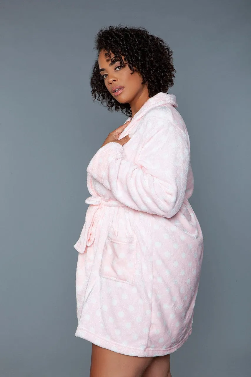 Geovan Plush Robe Pink White