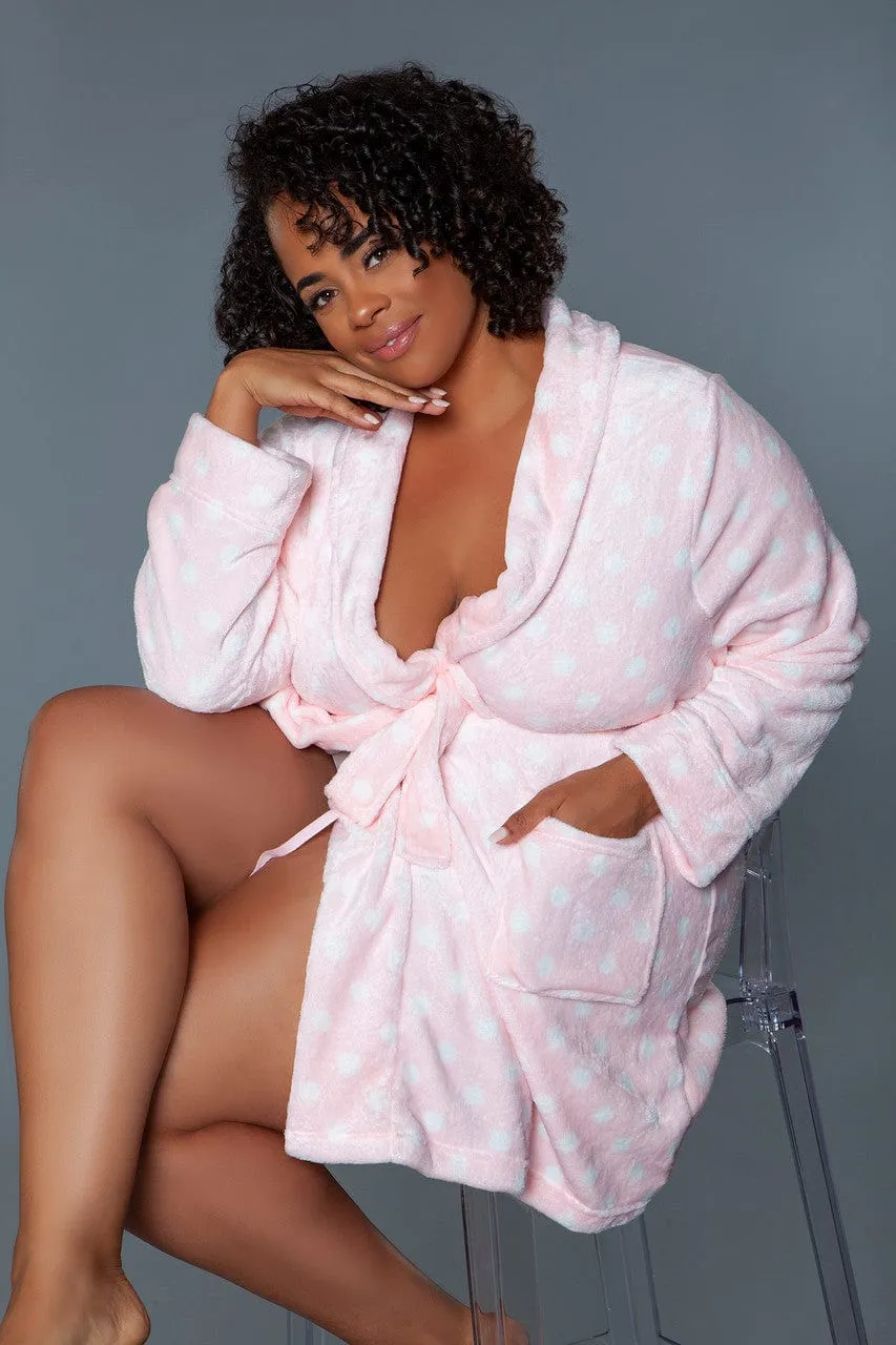 Geovan Plush Robe Pink White