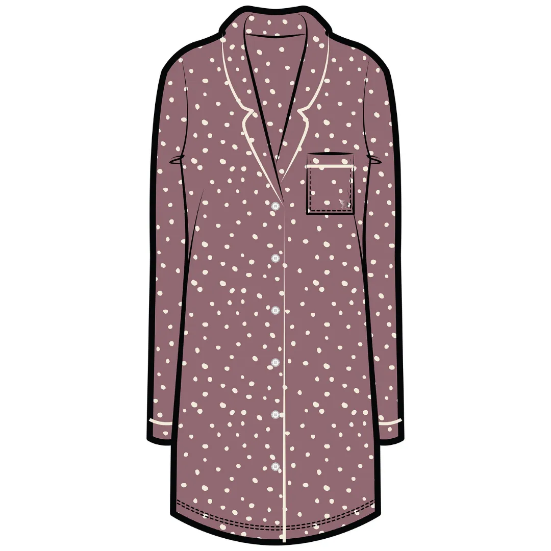 Gracie Sleep Dress | Elderberry with Cloud Dots