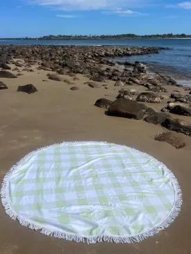 Green Gingham Beach Towel