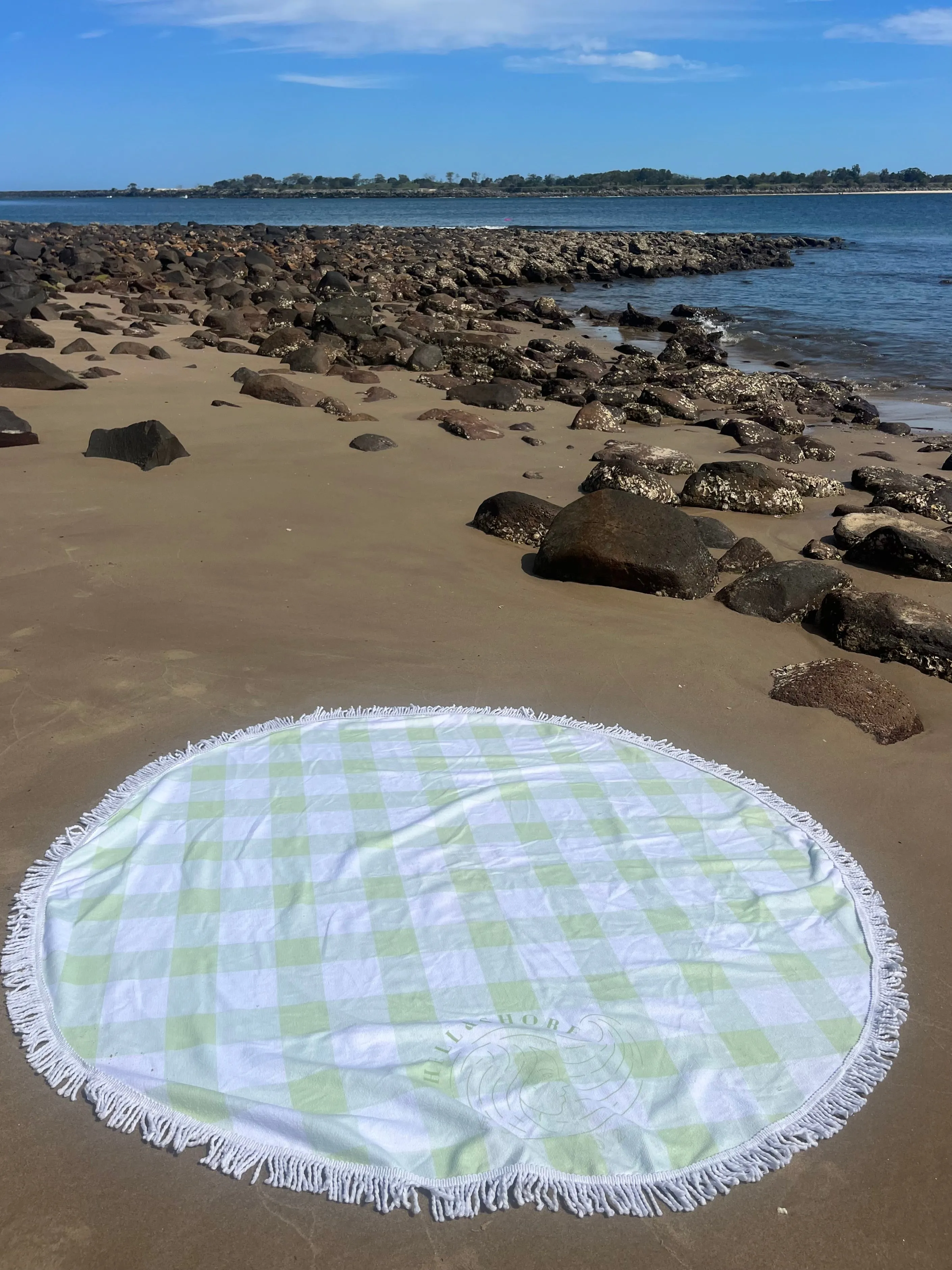 Green Gingham Beach Towel