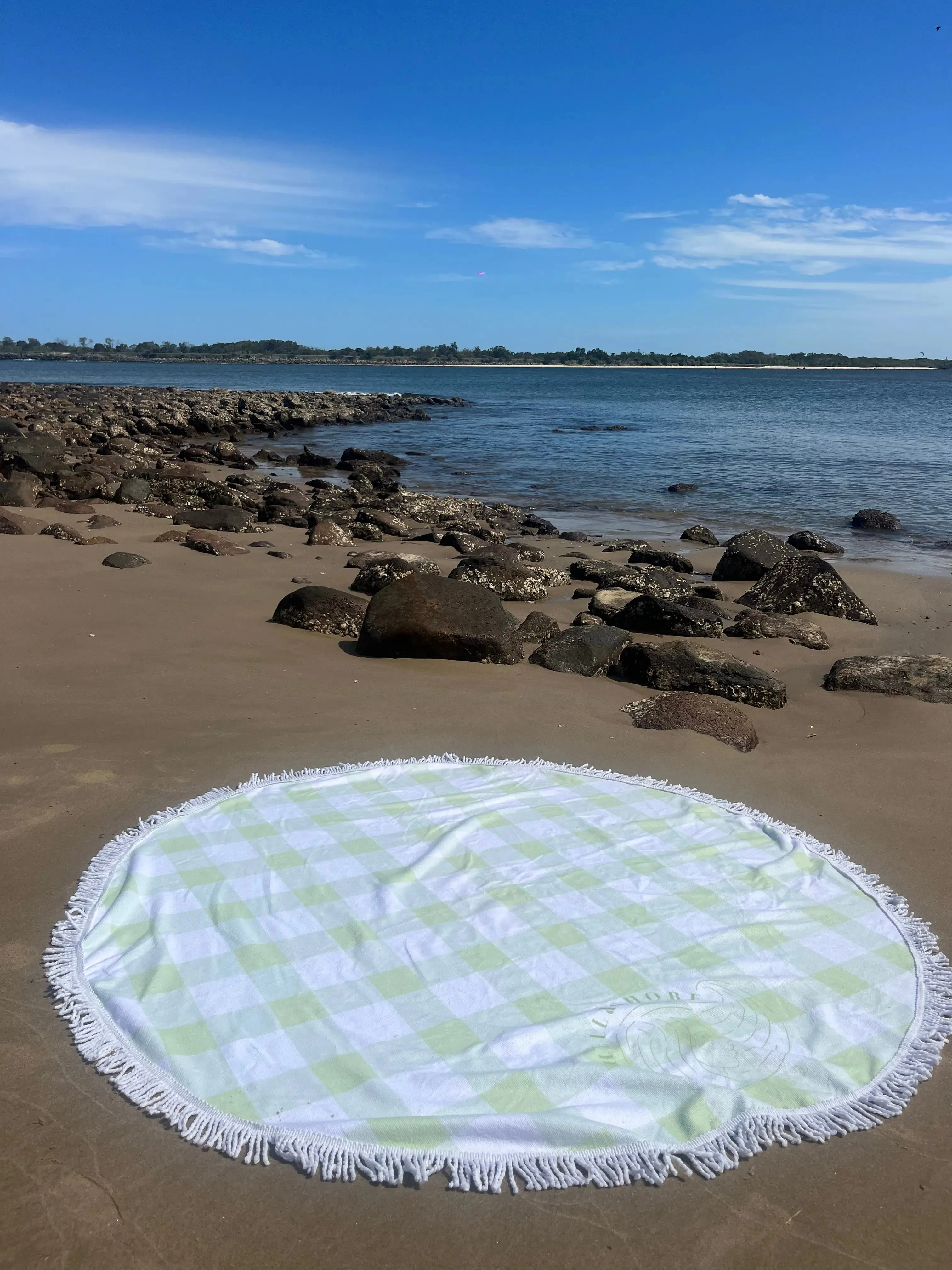 Green Gingham Beach Towel