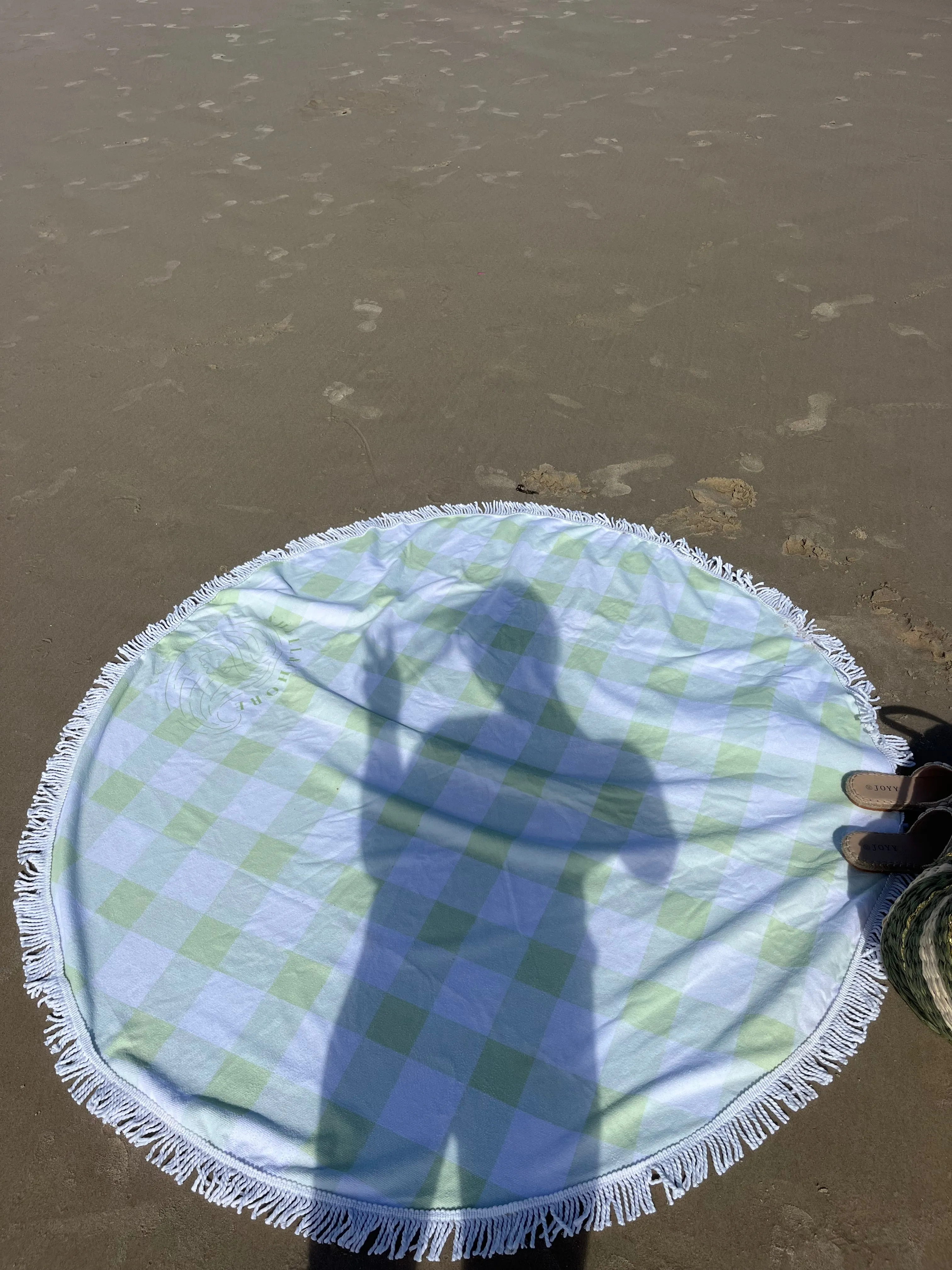 Green Gingham Beach Towel