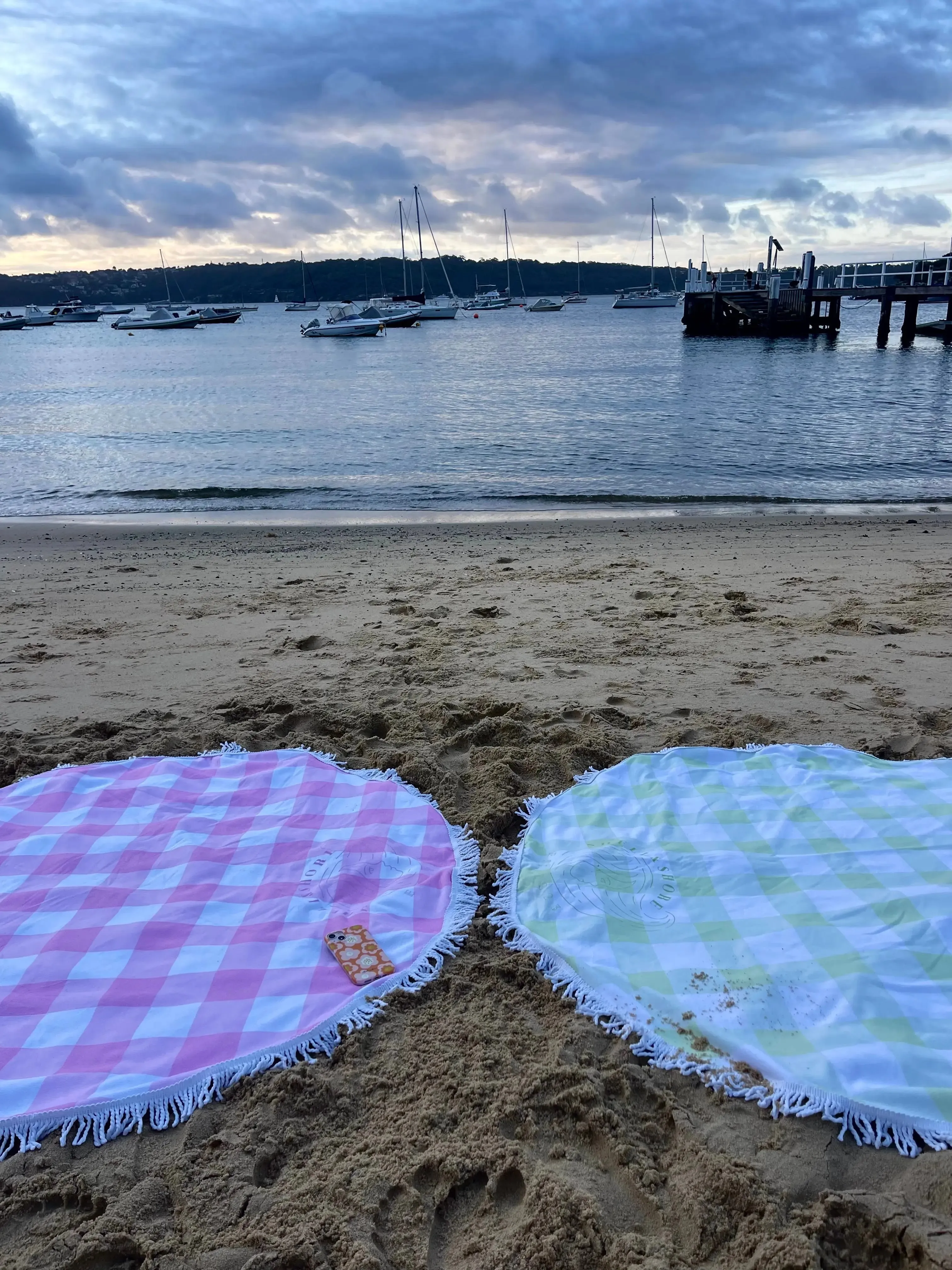 Green Gingham Beach Towel