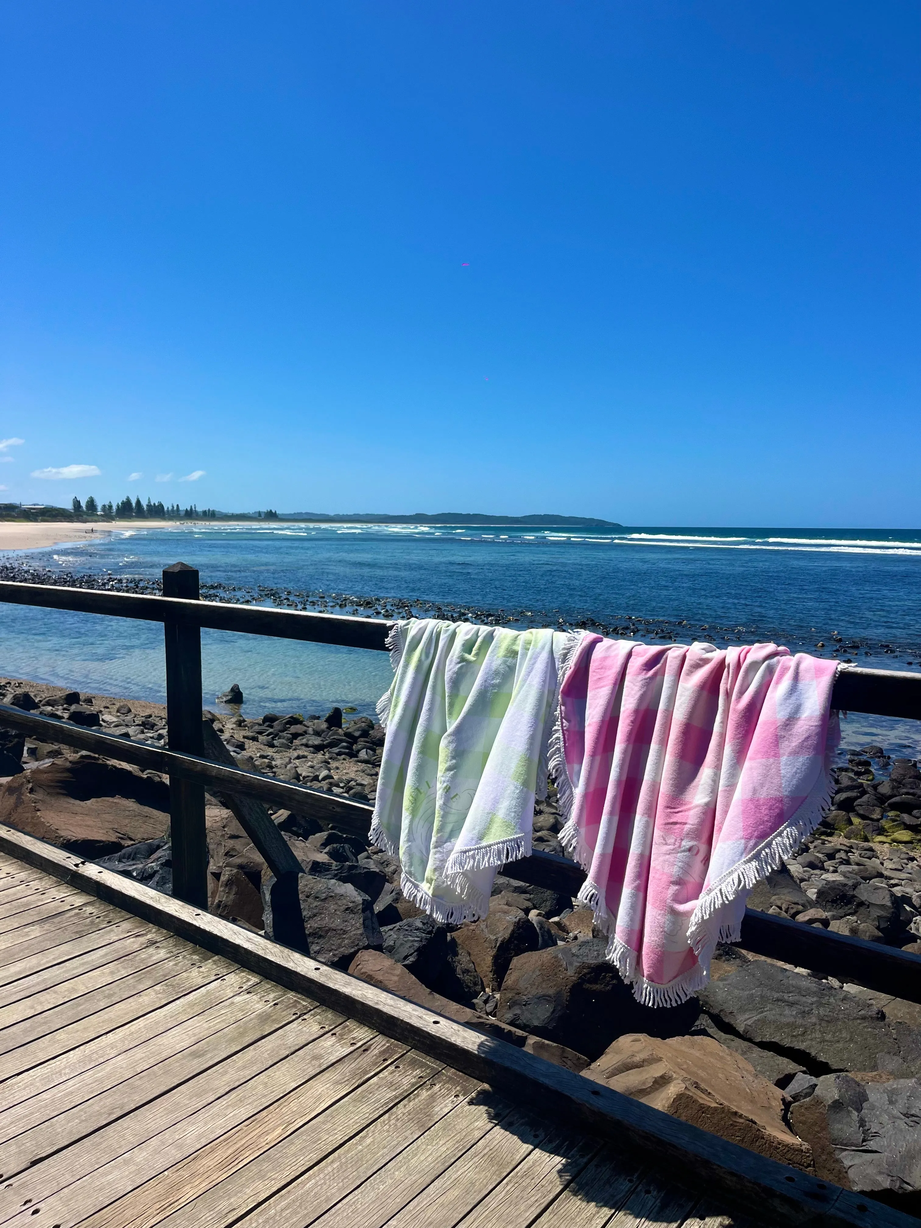 Green Gingham Beach Towel