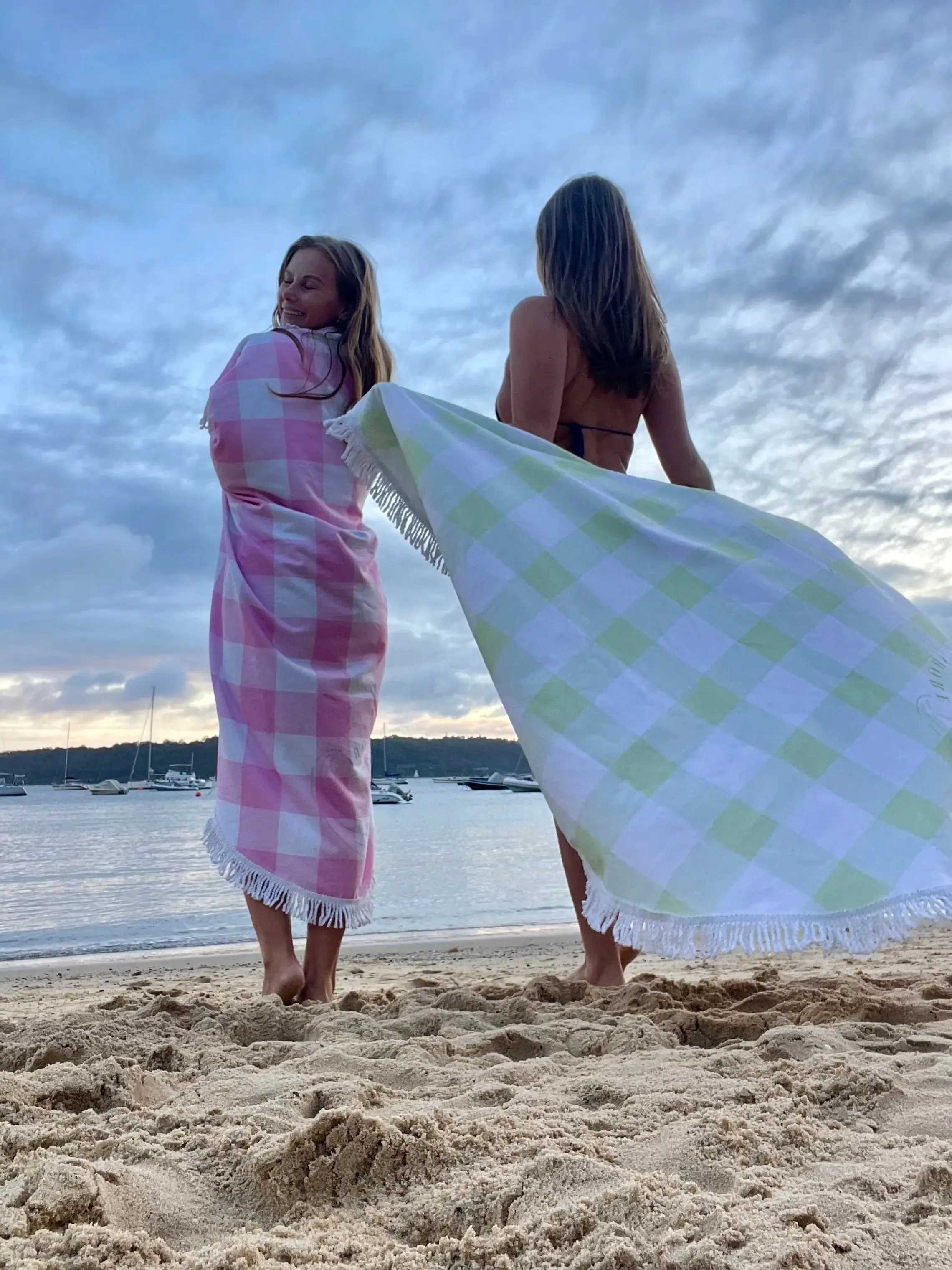 Green Gingham Beach Towel