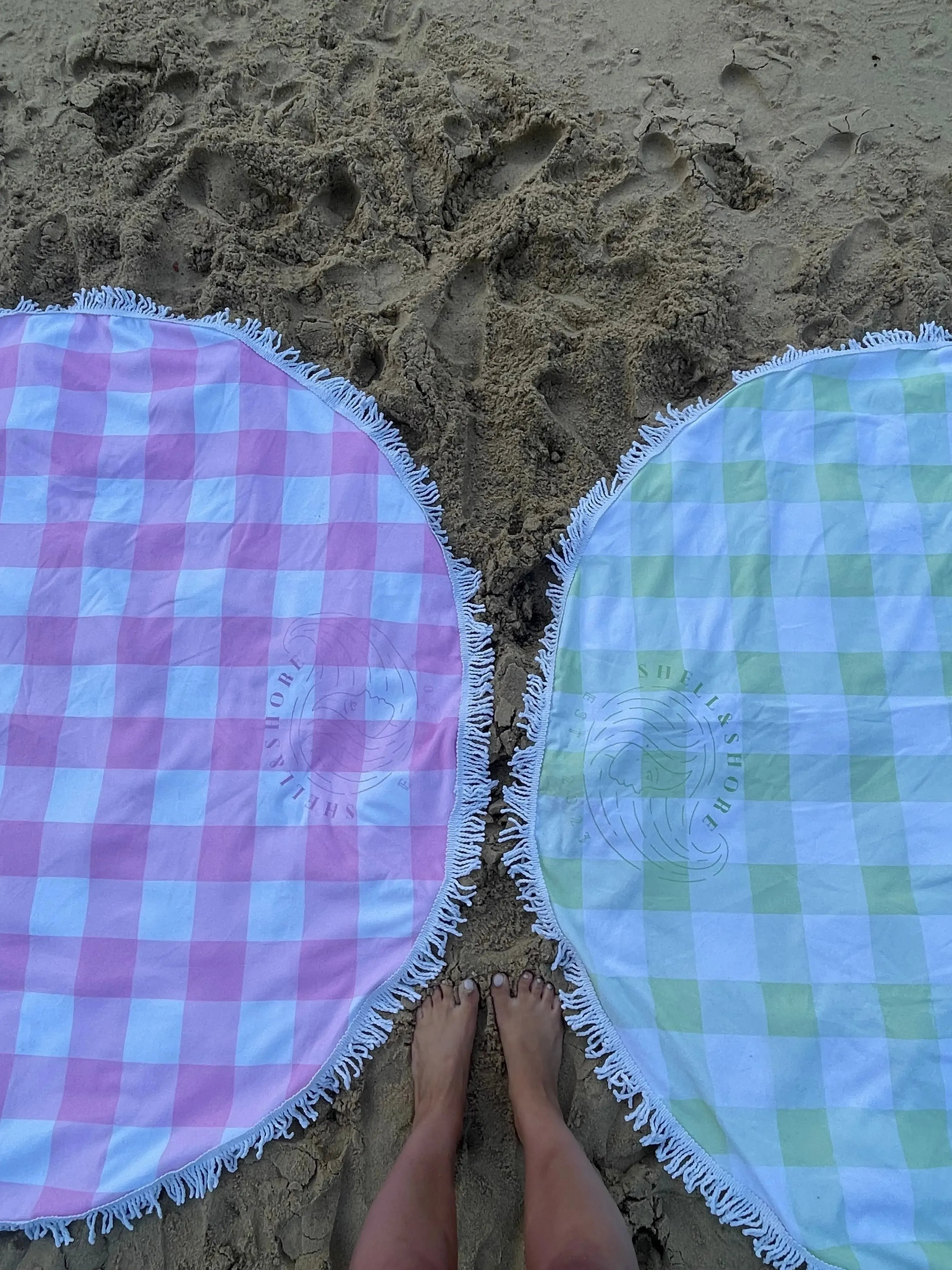 Green Gingham Beach Towel
