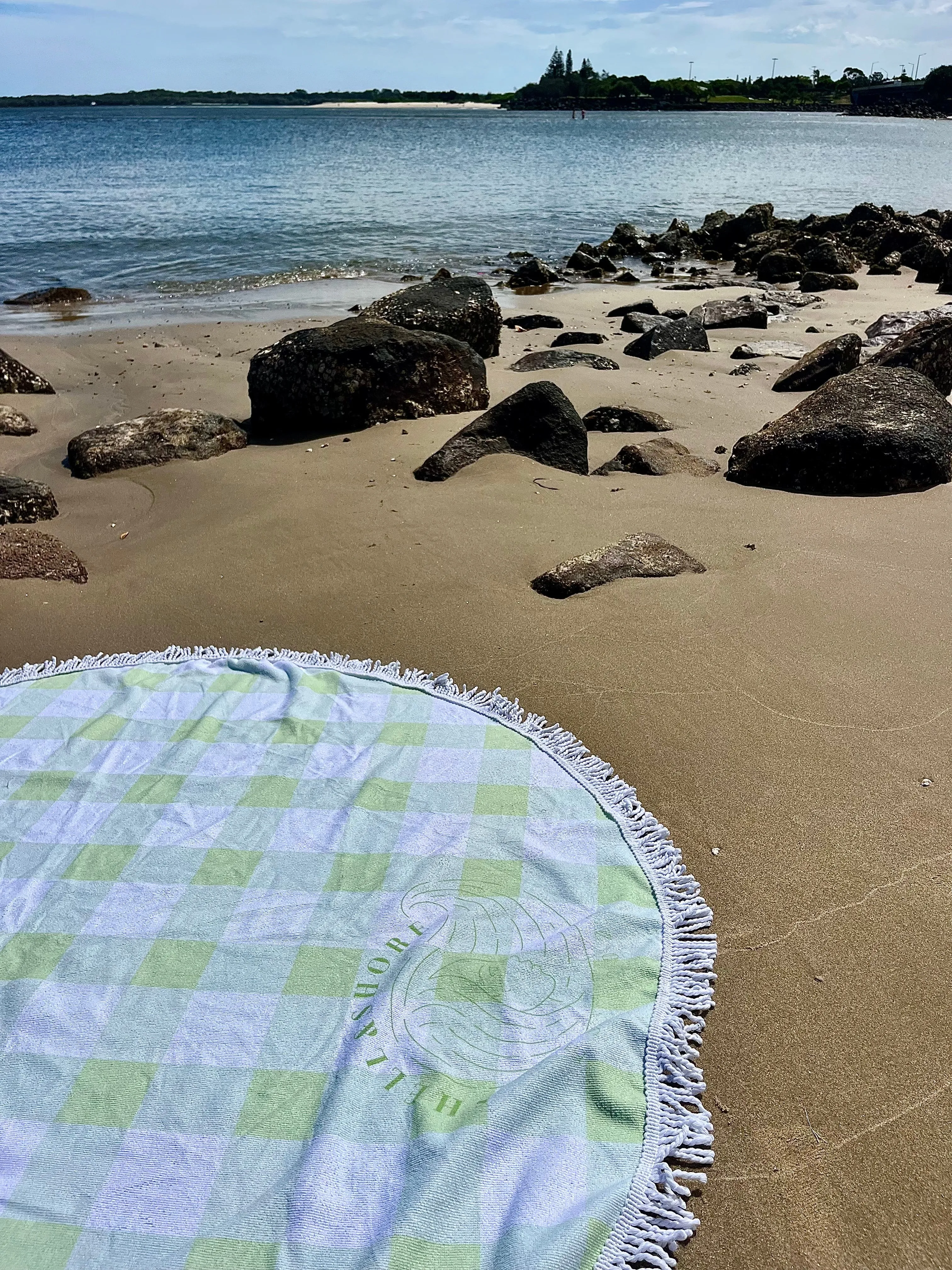 Green Gingham Beach Towel