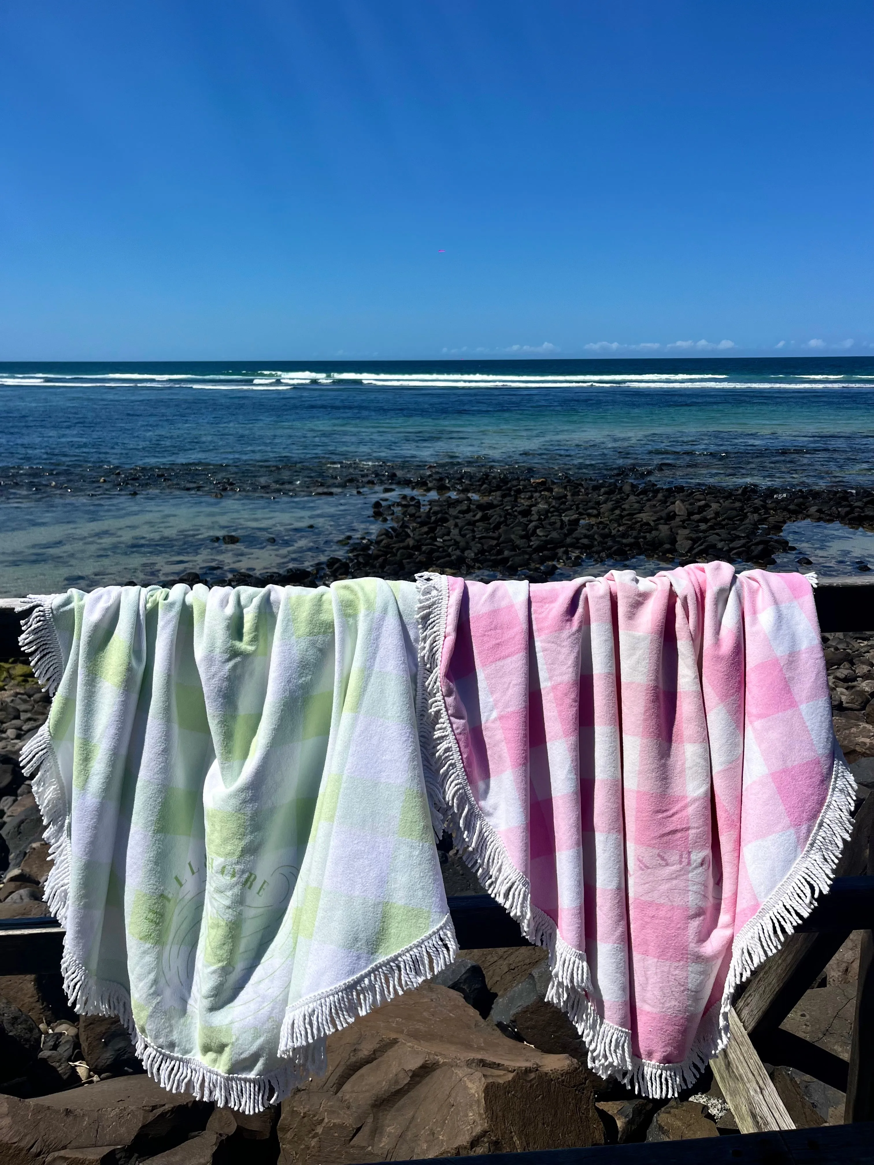 Green Gingham Beach Towel