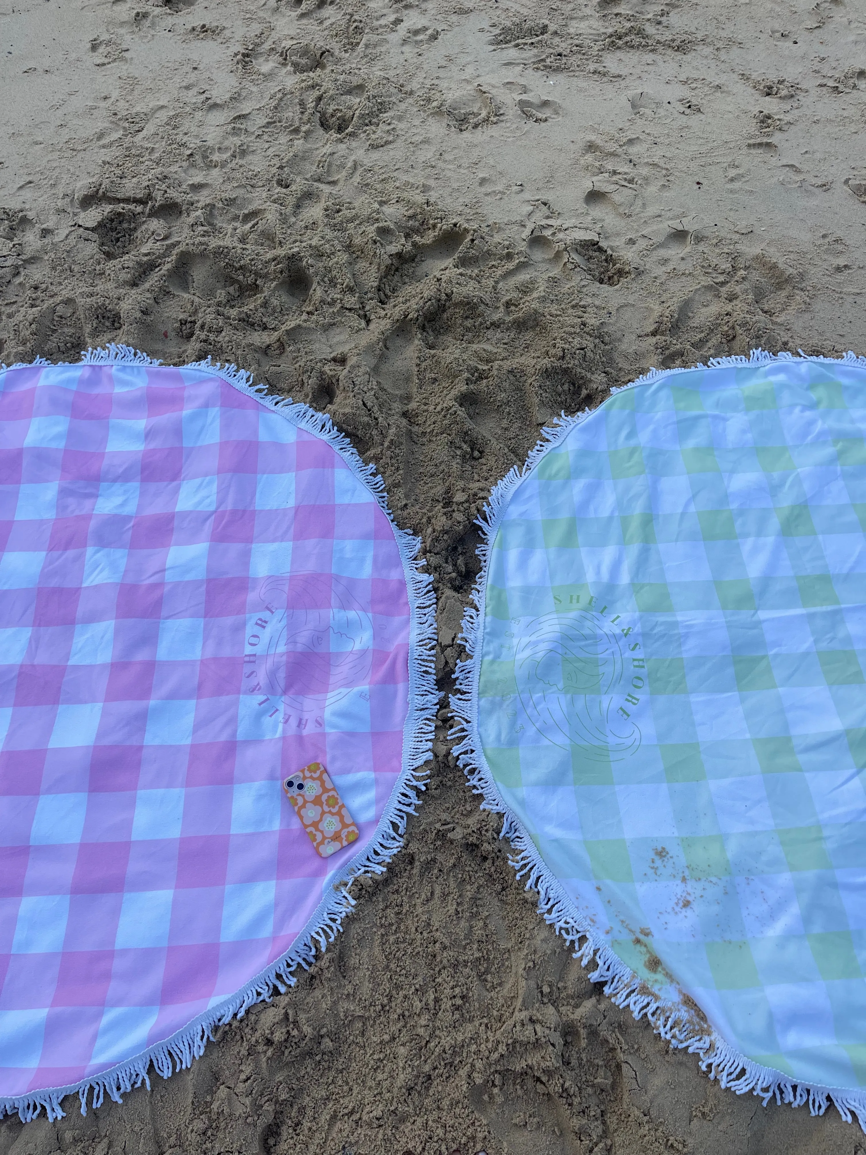 Green Gingham Beach Towel