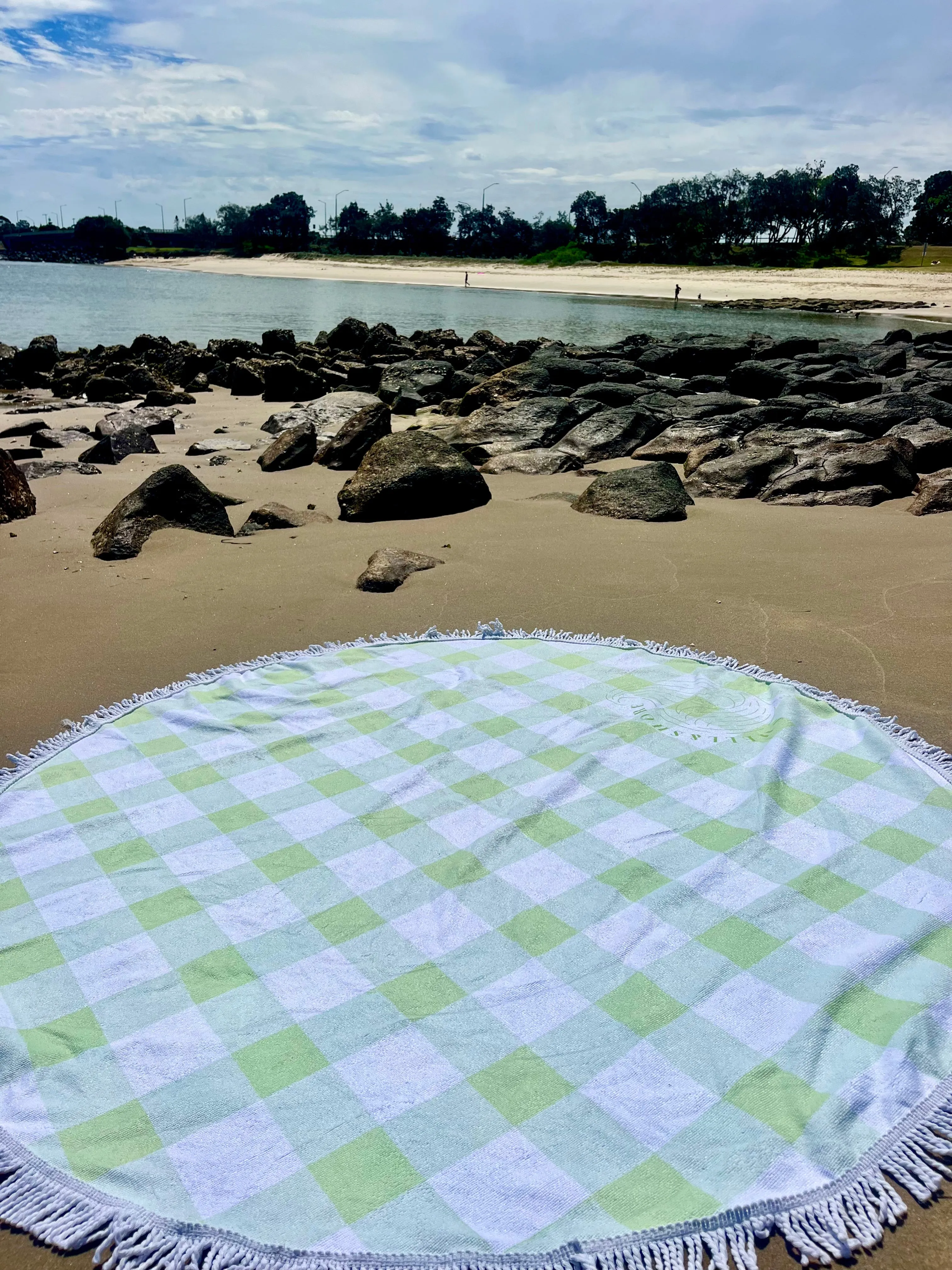 Green Gingham Beach Towel