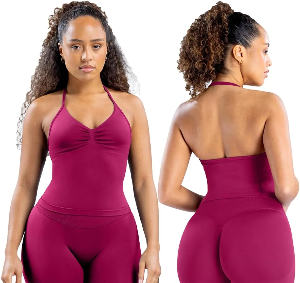 Impact Longline Strappy Top Women Halter Tops Workout Tank Compression Gym Fitness