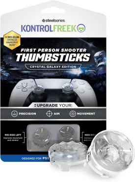 KontrolFreek FPS Freek Galaxy Crystal for PlayStation 4 (PS4) and PlayStation 5 (PS5) Controller | Performance Thumbsticks | 1 High-Rise, 1 Mid-Rise | Crystal