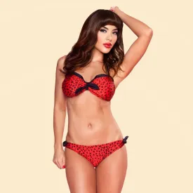 Low Rise & Side Tie Bikini Set in Red Leopard
