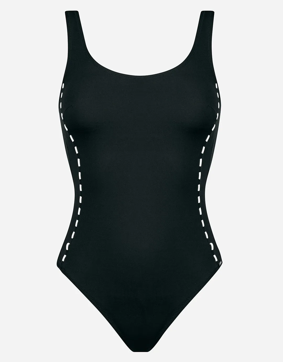 Marine Mindset Round Neck Swimsuit - Black and White