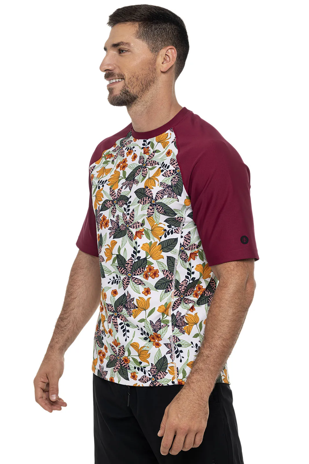 Men's Hightide Short Sleeve Swim Shirt  |  Apricot Crush Floral Paradise