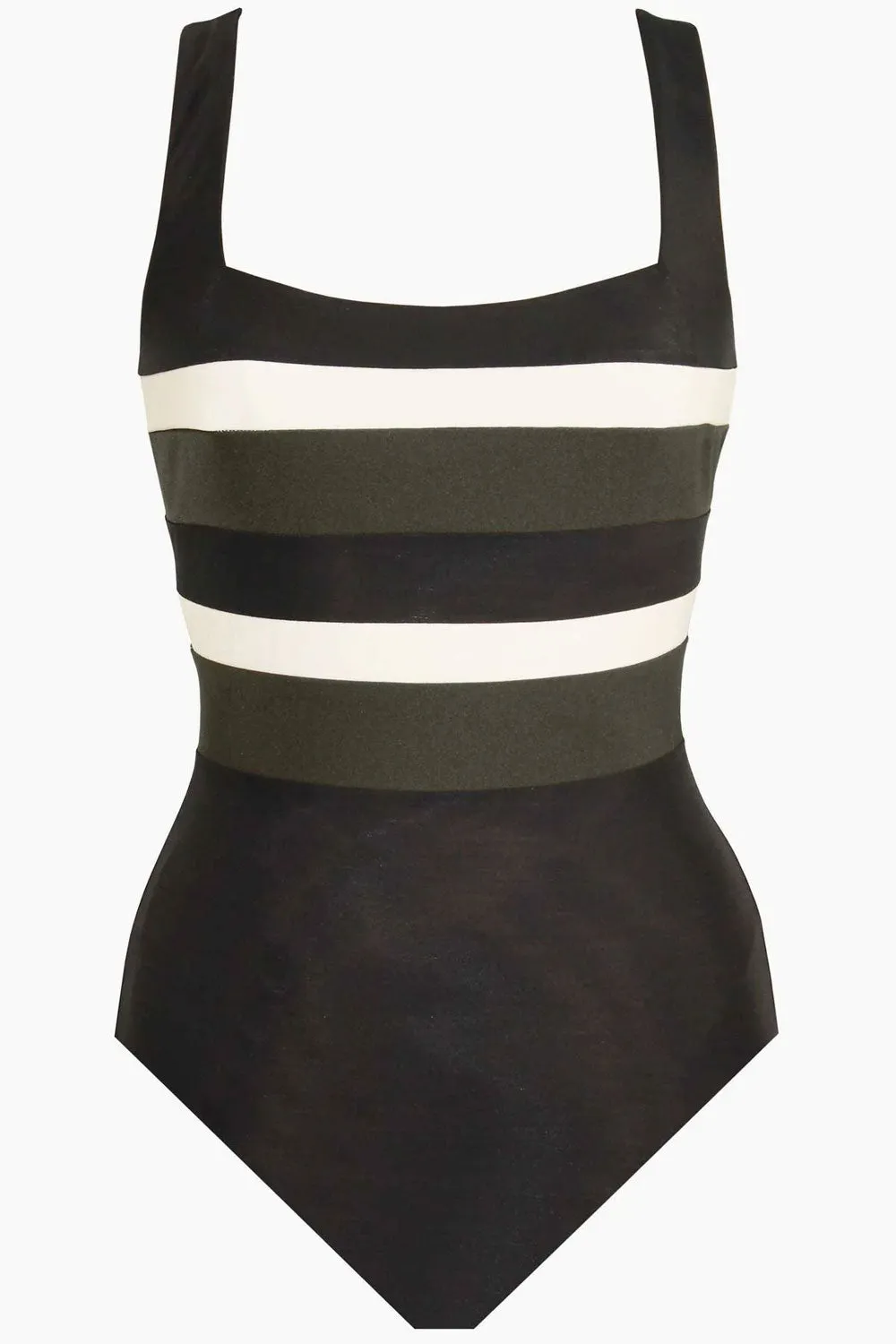 Miraclesuit Spectra collection 'Trinity' Shaping Swimsuit in Black, White & Olive