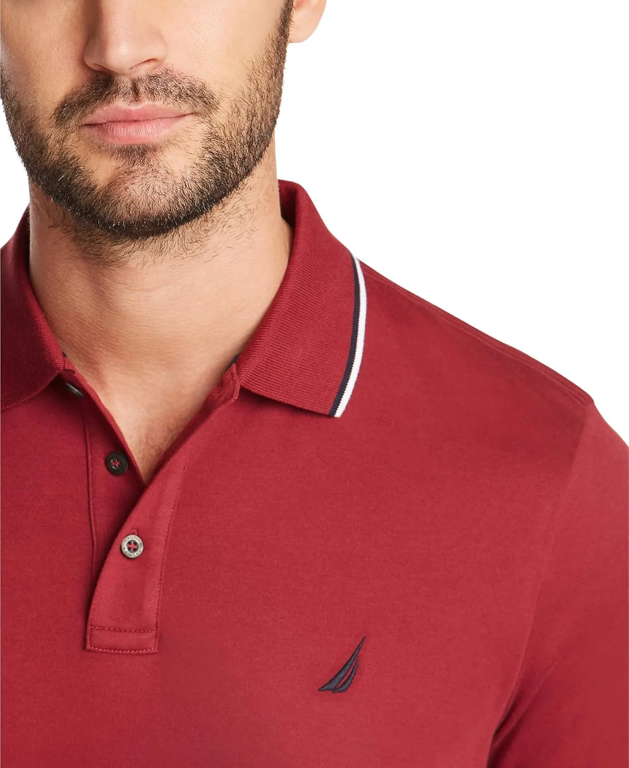 Nautica Men's Classic Fit Short Sleeve Dual Tipped Collar Polo Shirt