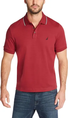Nautica Men's Classic Fit Short Sleeve Dual Tipped Collar Polo Shirt
