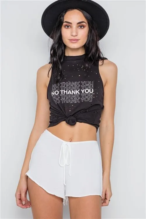 No Thank You Distressed Tank