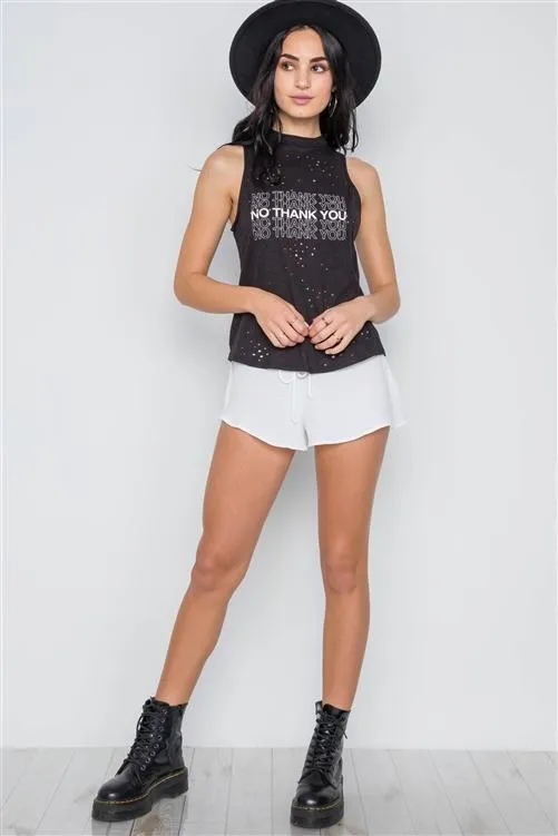 No Thank You Distressed Tank