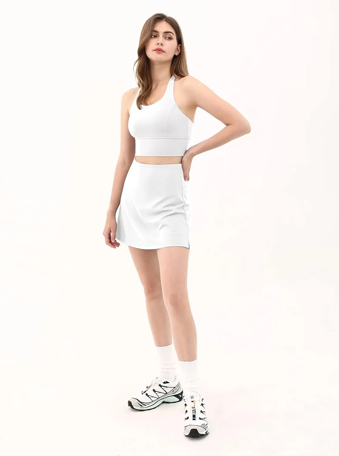 ODODOS Women's Athletic Tennis Skorts with Pockets Built-in Shorts Golf Active Skirts for Sports Running Gym Training