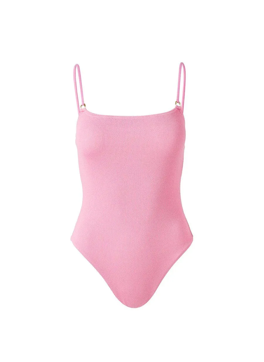 Palma Strap Straight Neckline One-Piece Pink Ridges