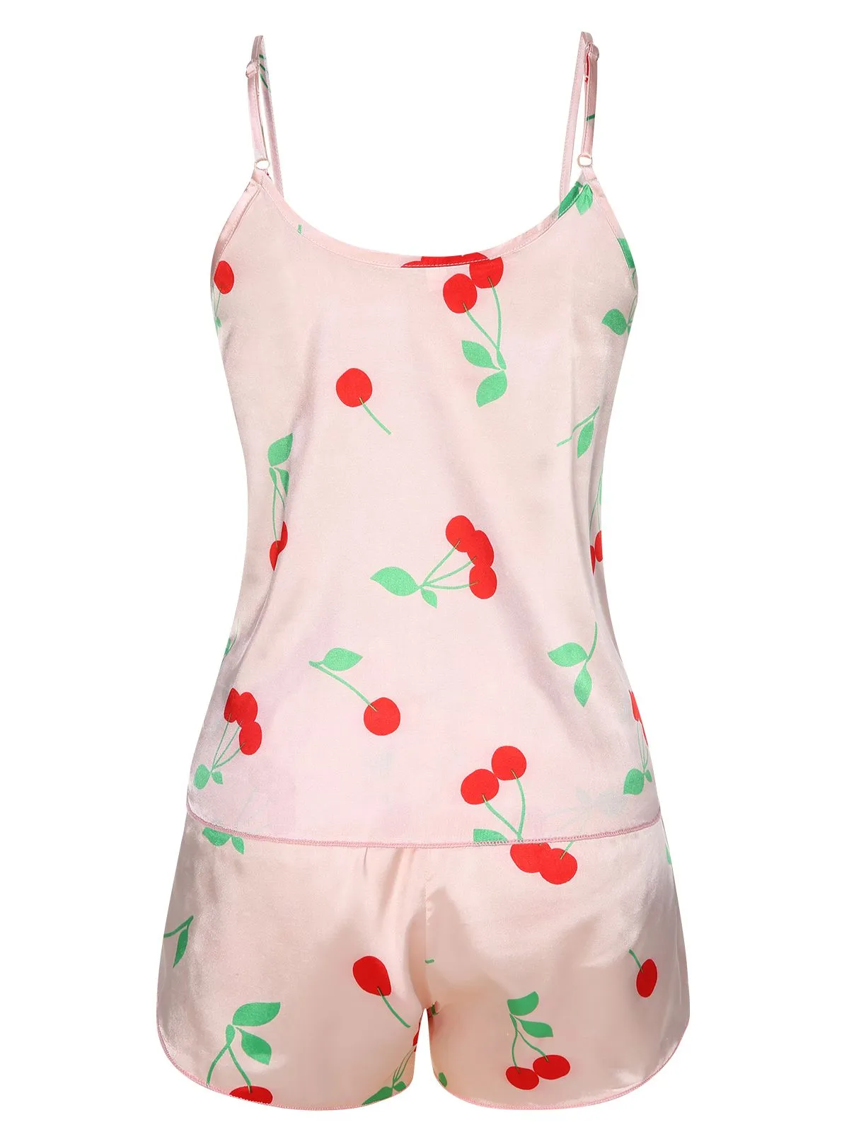 Pink 1950s Spaghetti Strap Cherry Pajamas