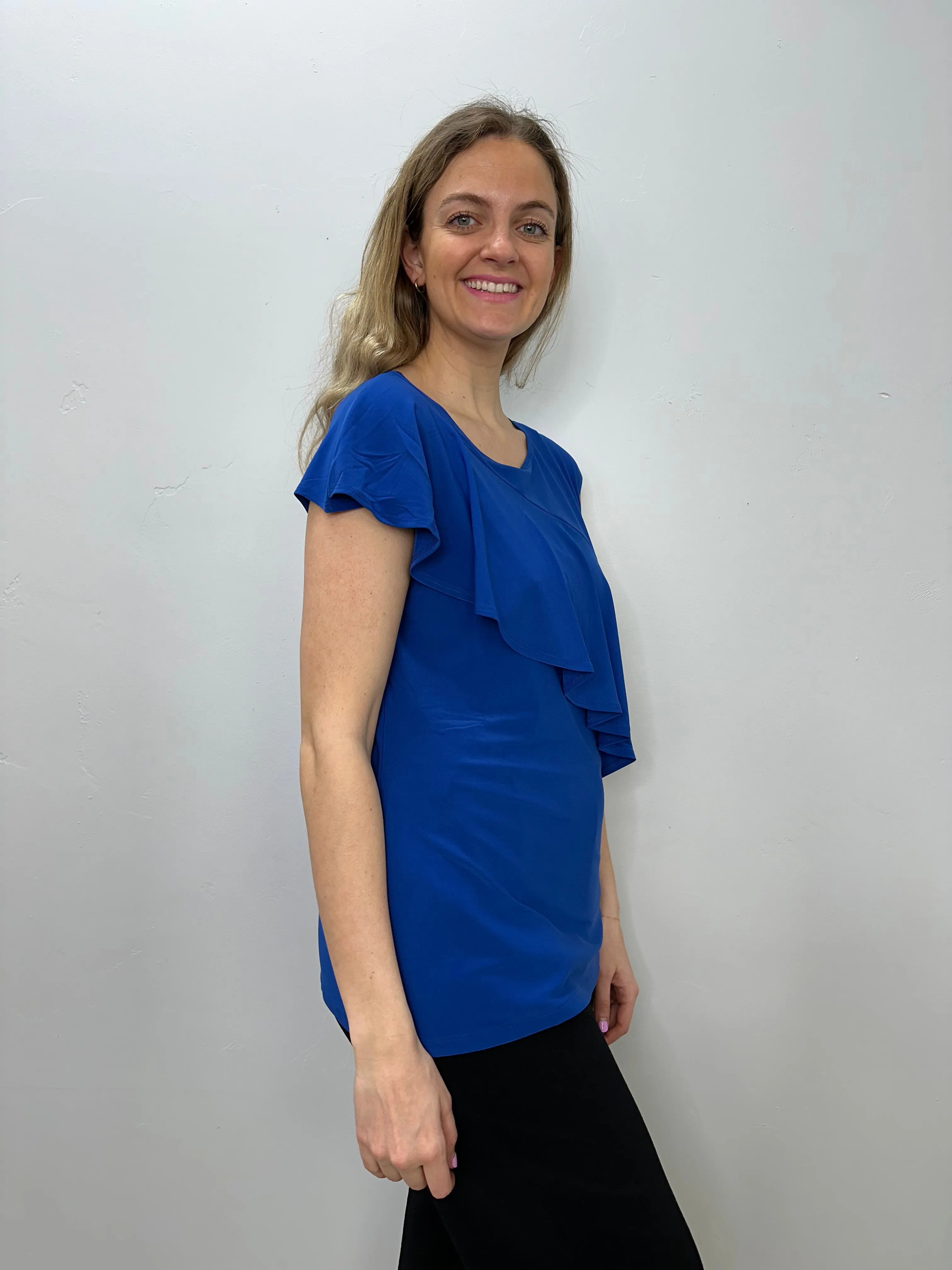 Royal Blue Sleeveless Ruffle Tank