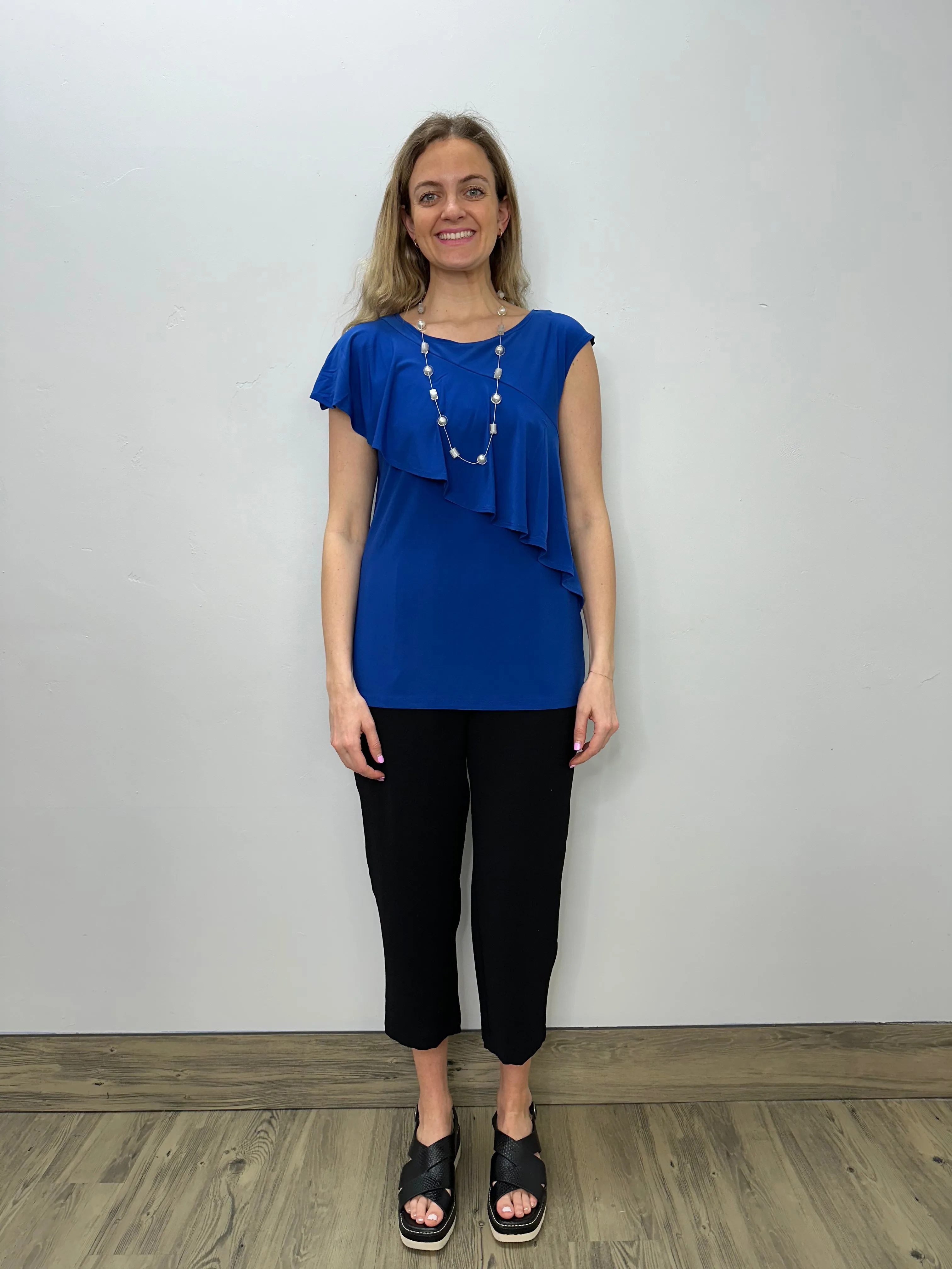 Royal Blue Sleeveless Ruffle Tank
